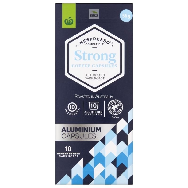 [Expiry: 01/10/2026] Woolworths Nespresso Compatible Coffee Capsules Strong 10 Pack 56g