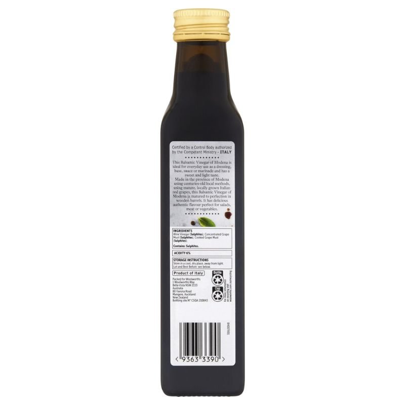 [CLEARANCE Expiry: 08/2026] Woolworths Balsamic Vinegar 250mL