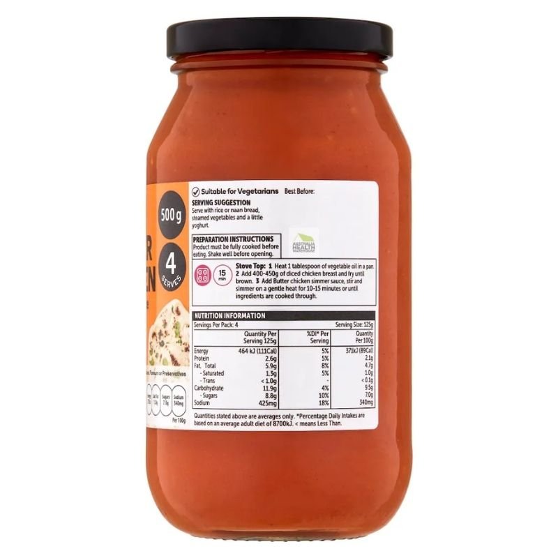 [Expiry Date: 24/01/2027] Woolworths Butter Chicken Simmer Sauce 500g|Oz Mart