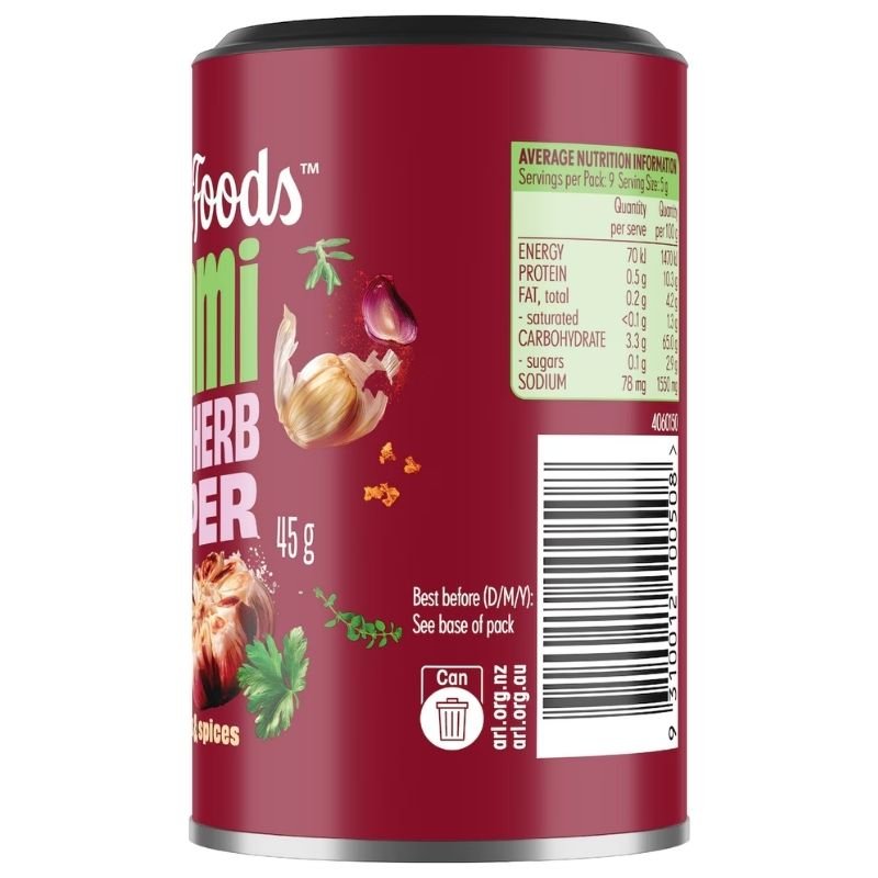 [Expiry Date: 15/09/2027] Masterfoods Umami Garlic Herb Topper Seasoning Can 50g