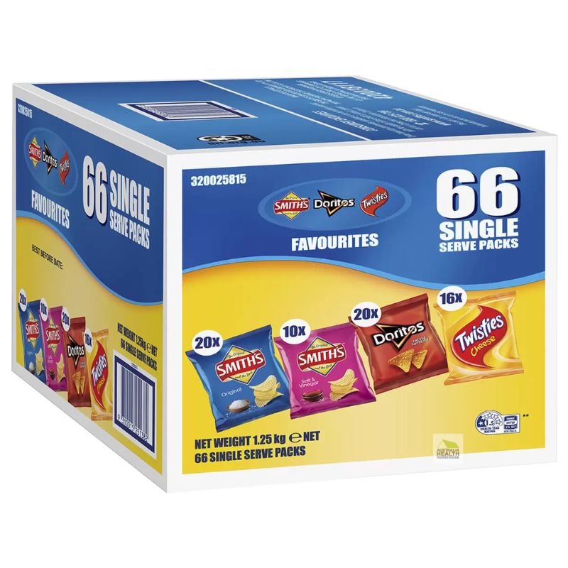 [CLEARANCE Expiry: 11/01/2026] Smith's Favourites Potato Chips Snacks 66 Packs In Carton Box