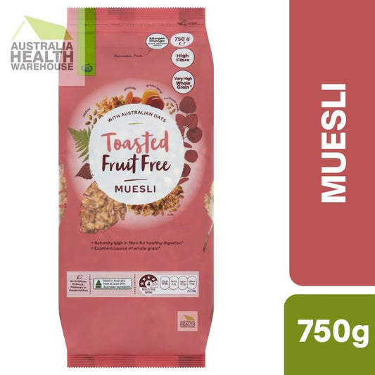 [Expiry: 05/08/2026] Woolworths Toasted Fruit Free Muesli 750g
