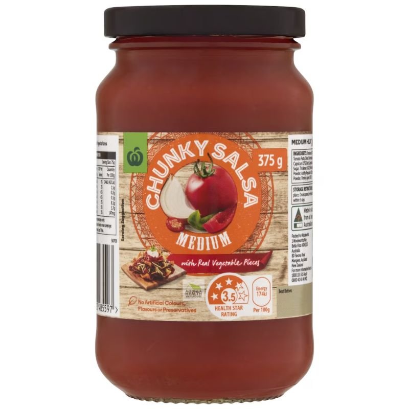 [Expiry: 18/09/2026] Woolworths Chunky Salsa Medium 375g
