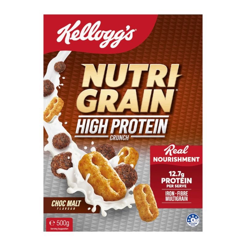 [Expiry: 19/03/2027] Kellogg's Nutri-Grain High Protein Crunch Choc Malt Flavour 500g