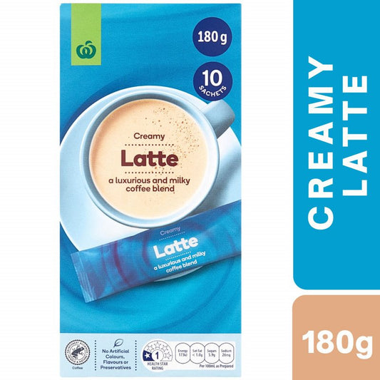 [Expiry Date: 28/01/2027] Woolworths Creamy Latte 10 Sachets Pack 180g