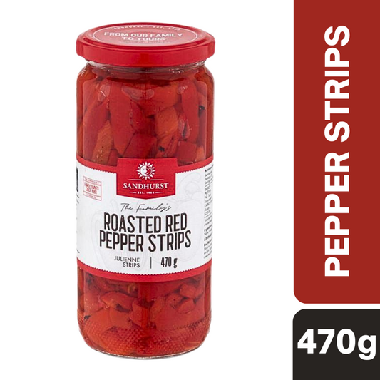 [Expiry Date: 31/07/2028] Sandhurst Roasted Red Pepper Strips 470g