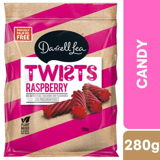 [Expiry Date: 23/02/2027] Darrell Lea Twists Raspberry 280g