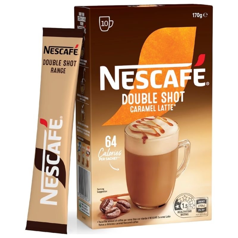 [Expiry Date: 04/2027] Nescafe Double Shot Caramel Latte Coffee Sachets 10 Pack