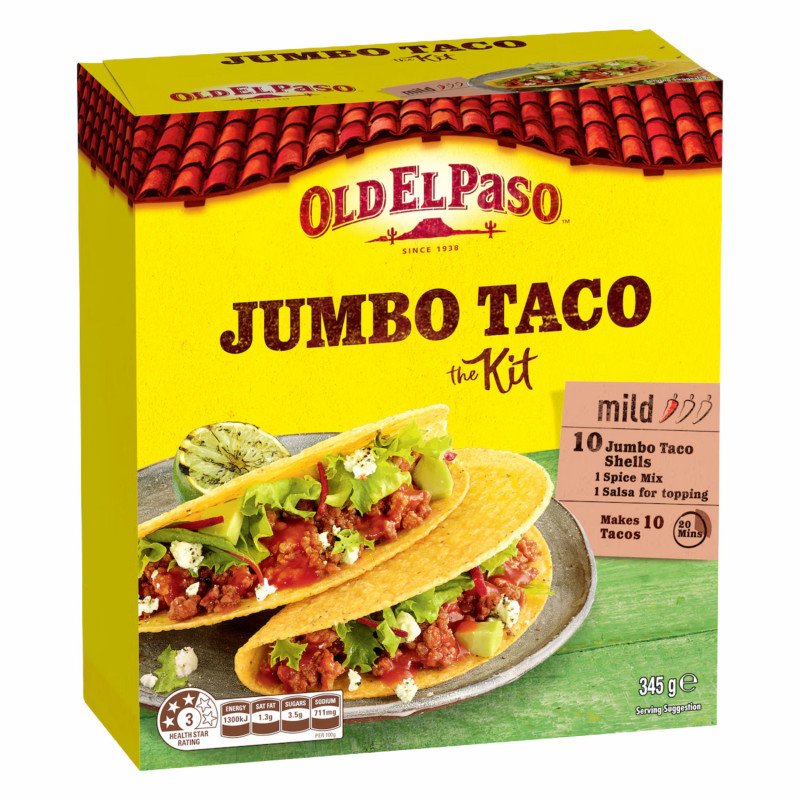 [Expiry Date: 17/02/2027] Old El Paso Jumbo Taco Kit Pdm 345g