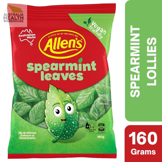 [Expiry: 06/2027] Allen's Spearmint Leaves Lollies 160g