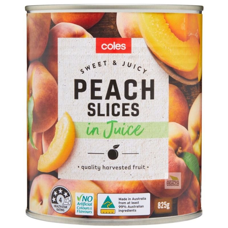 [Expiry Date: 03/2027] Coles Australian Peach Slices In Juice 825g