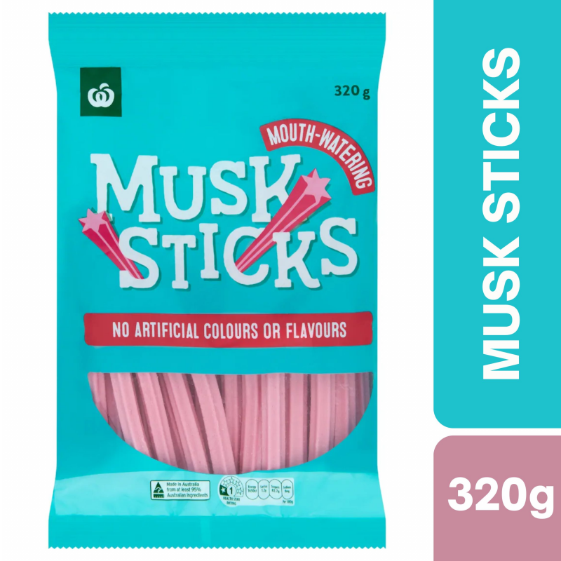 [Expiry Date: 13/02/2027] Woolworths Musk Sticks 320g