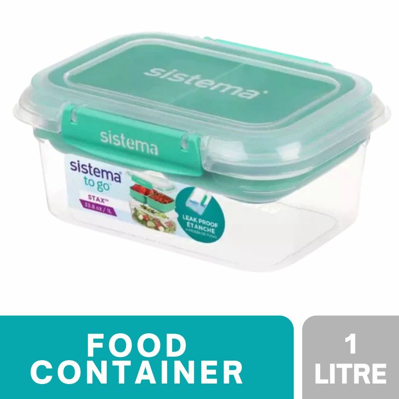 Sistema To Go Rectangle Stax Food Container 1 Litre (Green)