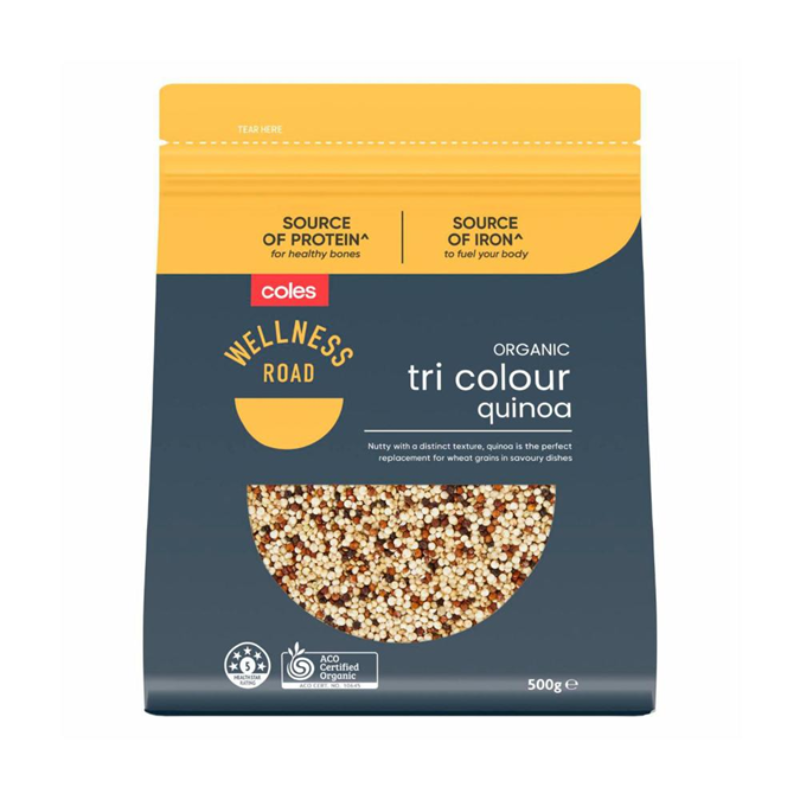 Coles Wellness Road Organic Tri Colour Quinoa 500g