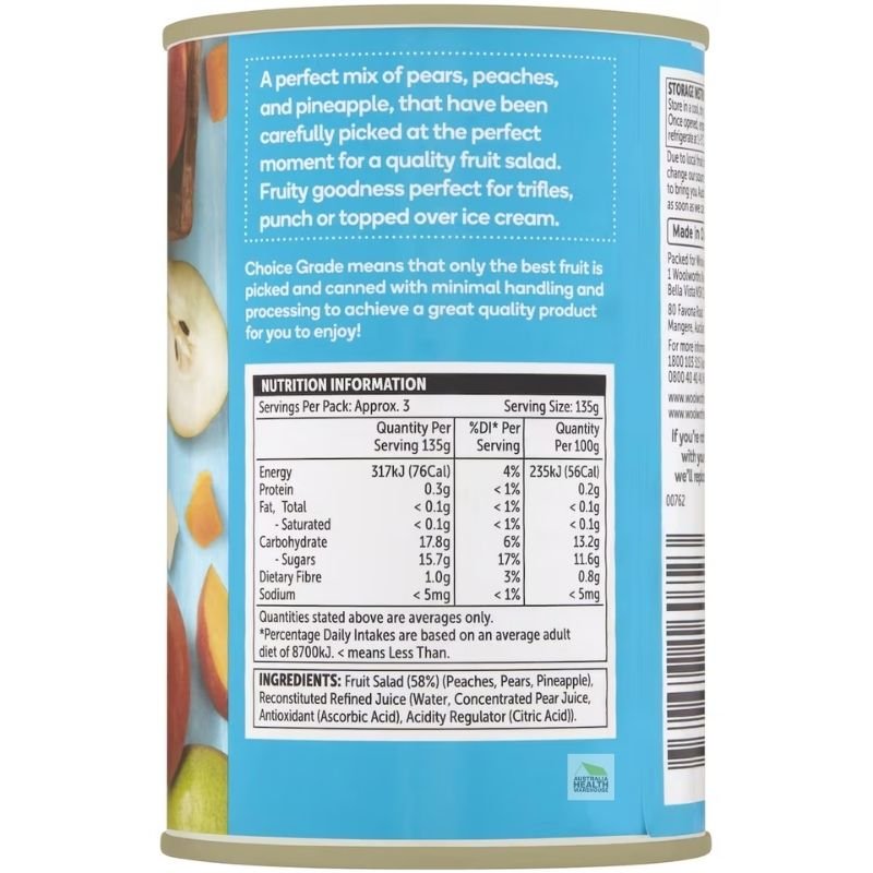 Woolworths Fruit Salad In Juice 410g