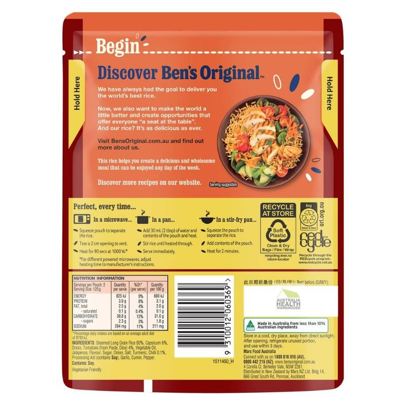 [Expiry: 08/02/2027] Ben's Original Mexican Style Rice Microwave Rice Pouch 250g