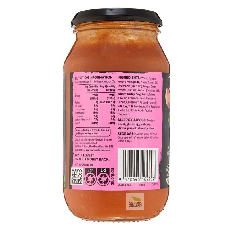 [Expiry:01/07/2027] Coles Butter Chicken Simmer Sauce 485g