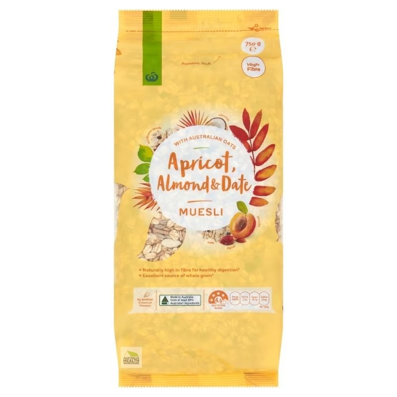 [Expiry: 21/01/2027] Woolworths Apricot, Almond & Date Muesli 750g