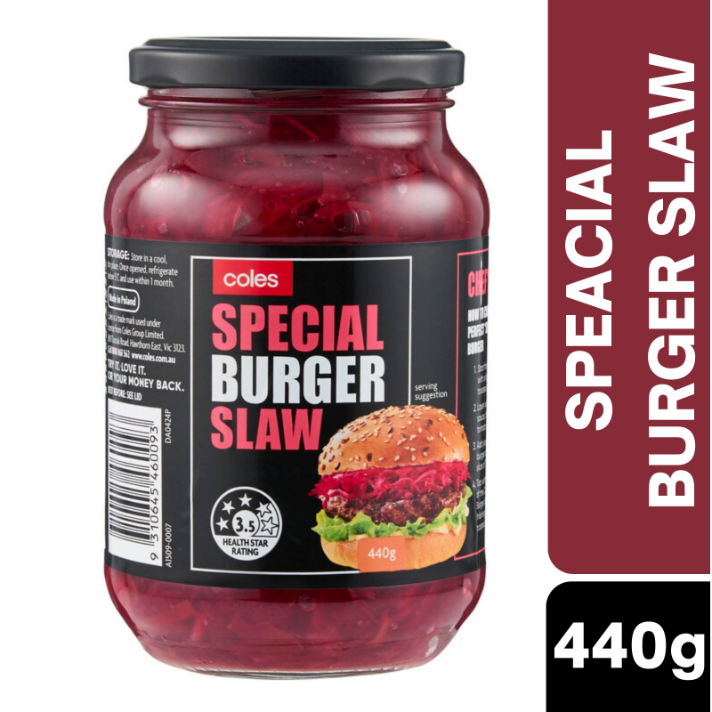 [CLEARANCE Expiry: 28/05/2026]  Coles Special Burger Slaw 440g