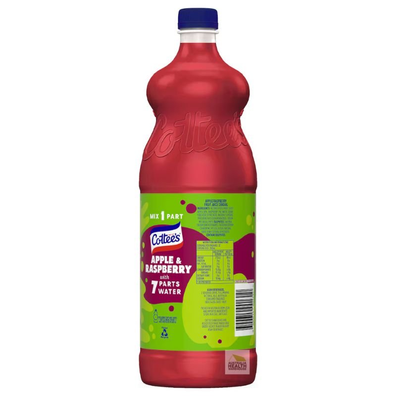 [CLEARANCE Expiry Date: 15/07/2026] Cottee's Apple & Raspberry Cordial With 40% Fruit Juice Bottle 1L