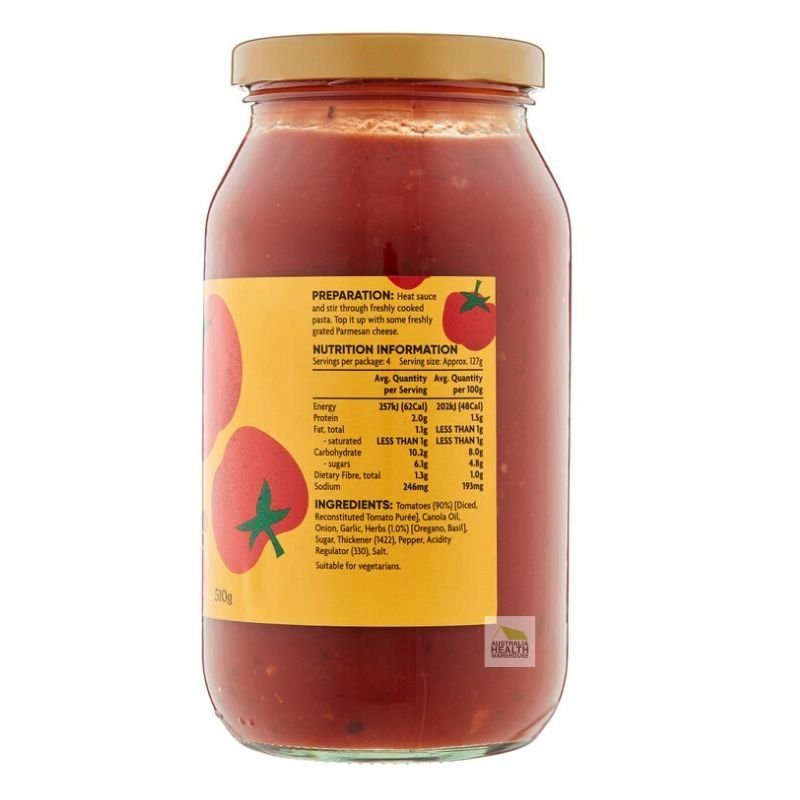 [Expiry: 11/08/2026] Coles Simply Classic Tomato Pasta Sauce 510g