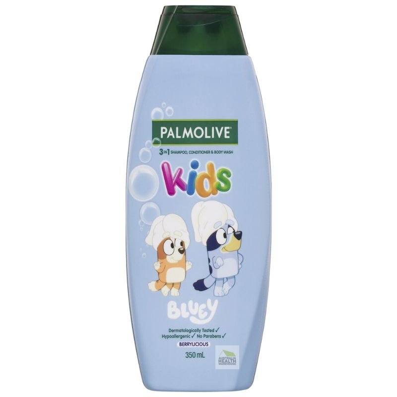 Palmolive Kids Bluey 3 in 1 Berrylicious Shampoo, Conditioner & Bodywash 350mL