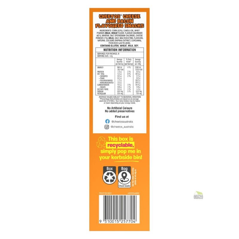 [CLEARANCE Expiry: 08/03/2026] Cheetos Cheese & Bacon Balls Flavoured Snacks 8 x 17g Pack