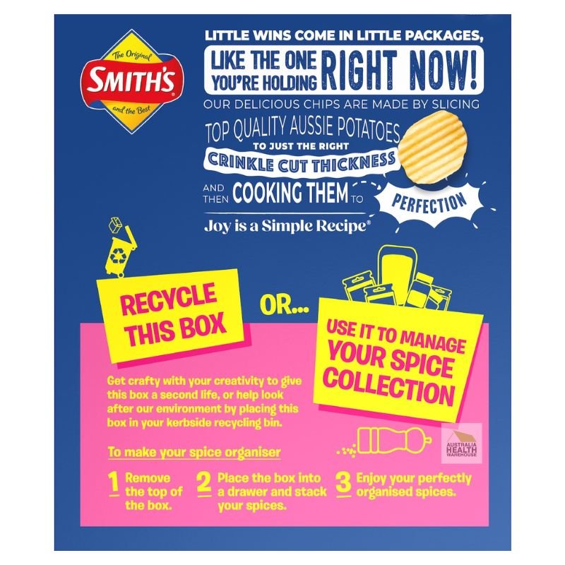 [CLEARANCE Expiry: 22/02/2026] Smith's Original Crinkle Cut Potato Chips 8 x 19g Pack