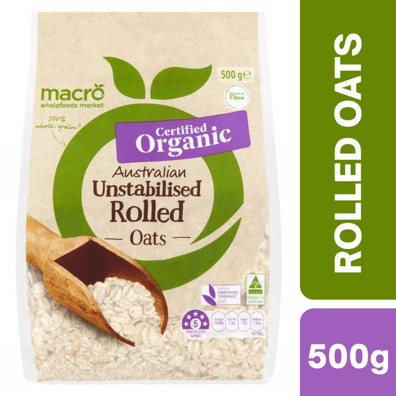 [Expiry Date: 12/03/2026] Woolworths Macro Organic Australian Unstabilised Rolled Oats 500g