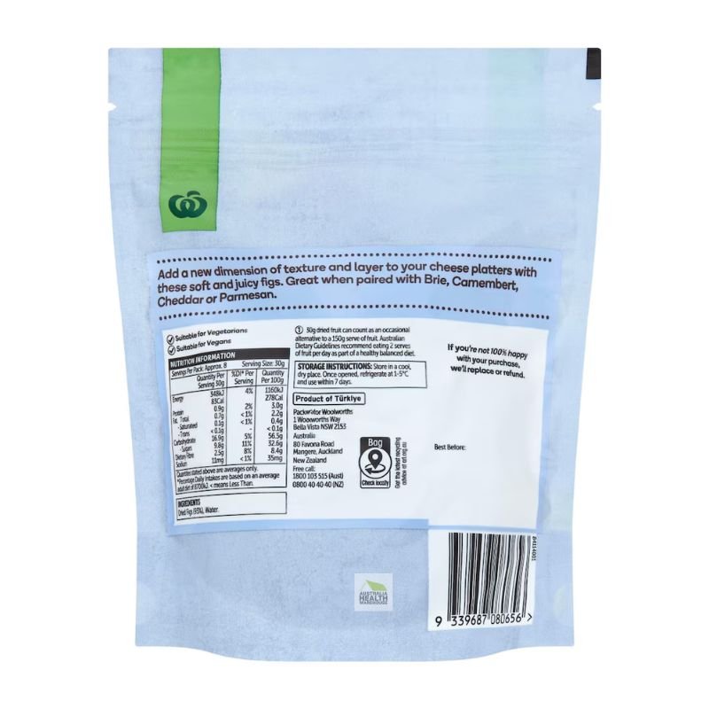 [CLEARANCE Expiry Date: 10/06/2026] Woolworths Soft & Juicy Figs 250g