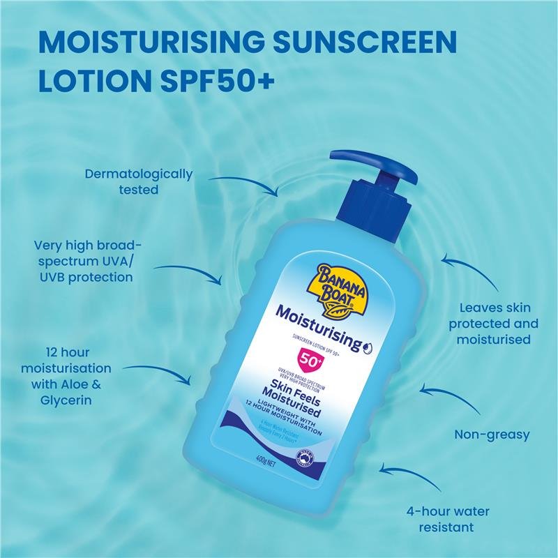 [Expiry: 06/2027] Banana Boat Moisturising Sunscreen Lotion SPF50+ 400g