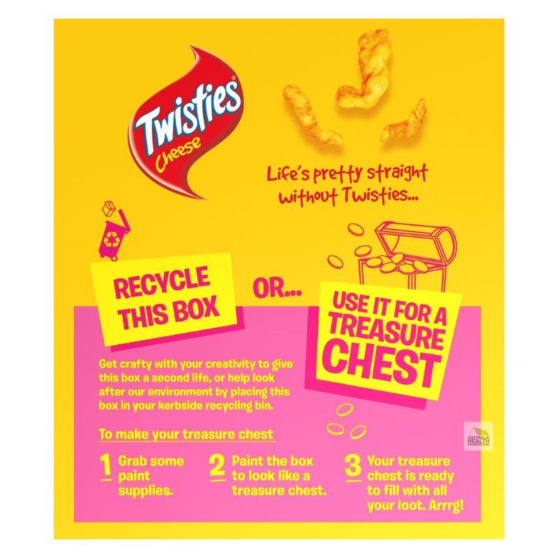 [CLEARANCE Expiry: 08/03/2026] Twisties Cheese Flavoured Snacks 8 x 19g Pack