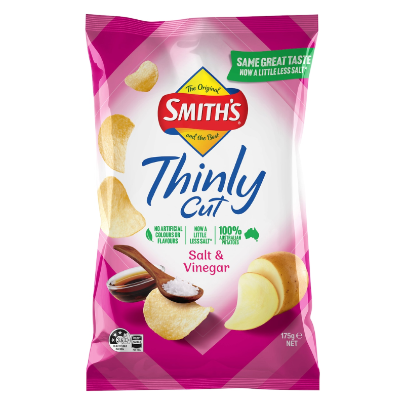 [CLEARANCE Expiry: 04/10/26] Smith's Thinly Cut Salt & Vinegar 175g