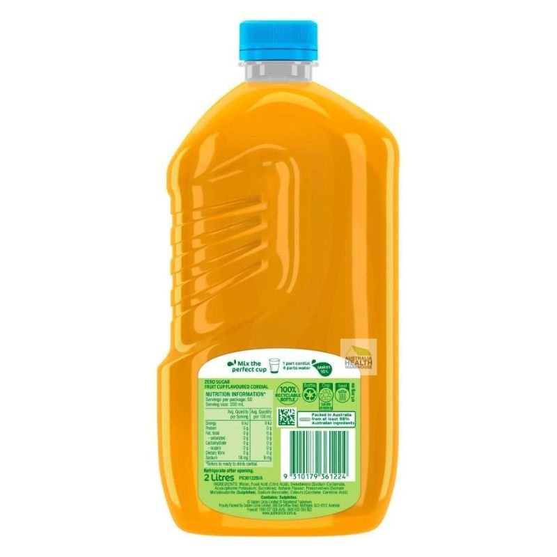 Golden Circle Zero Sugar Fruit Cup Flavour Cordial 2 Litre