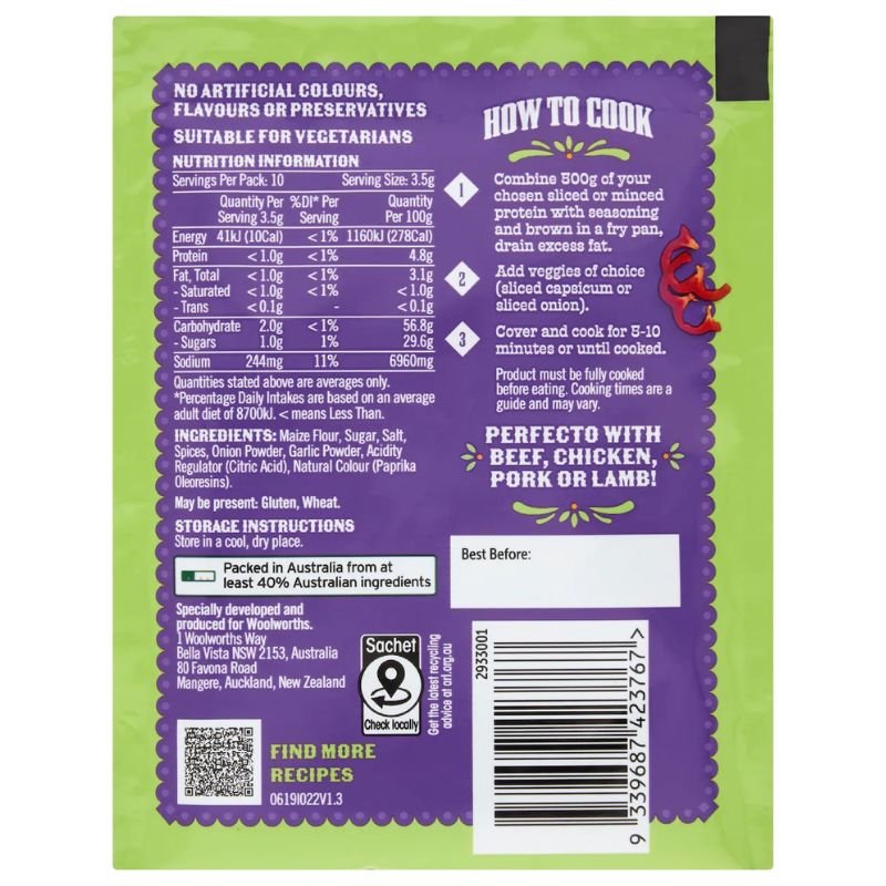 [Expiry Date: 12/08/2027] La Mesita Taco Seasoning Mild 35g