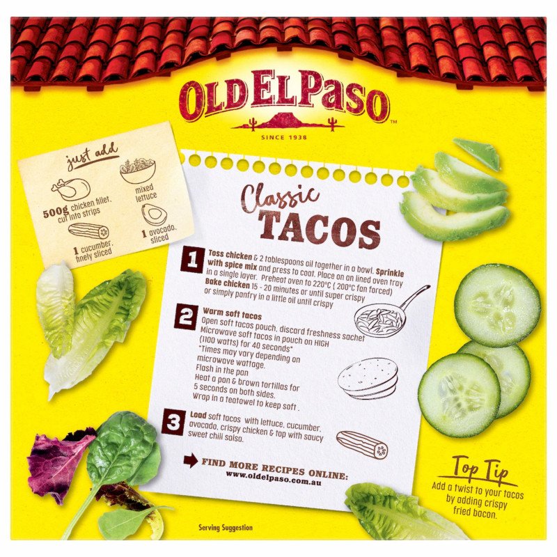 [Expiry Date: 09/03/2027] Old El Paso Taco Soft Crispy Chicken Dinner Kit Mexican Style 370g