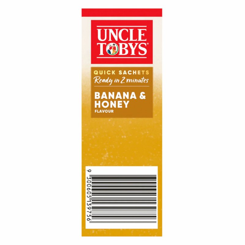 [Expiry Date: 19/03/2027] Uncle Tobys Oats Quick Sachets Banana & Honey Big Bowl Porridge 8 Pack 368g