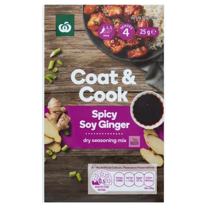 [Expiry: 17/09/2026] Woolworths Coat & Cook Spicy Soy Ginger 25g