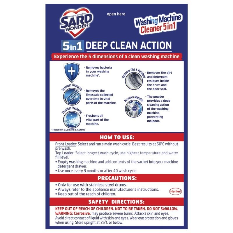 Sard Washing Machine Cleaner Antibacterial 5 In 1 Deep Clean Action 2 x 75g