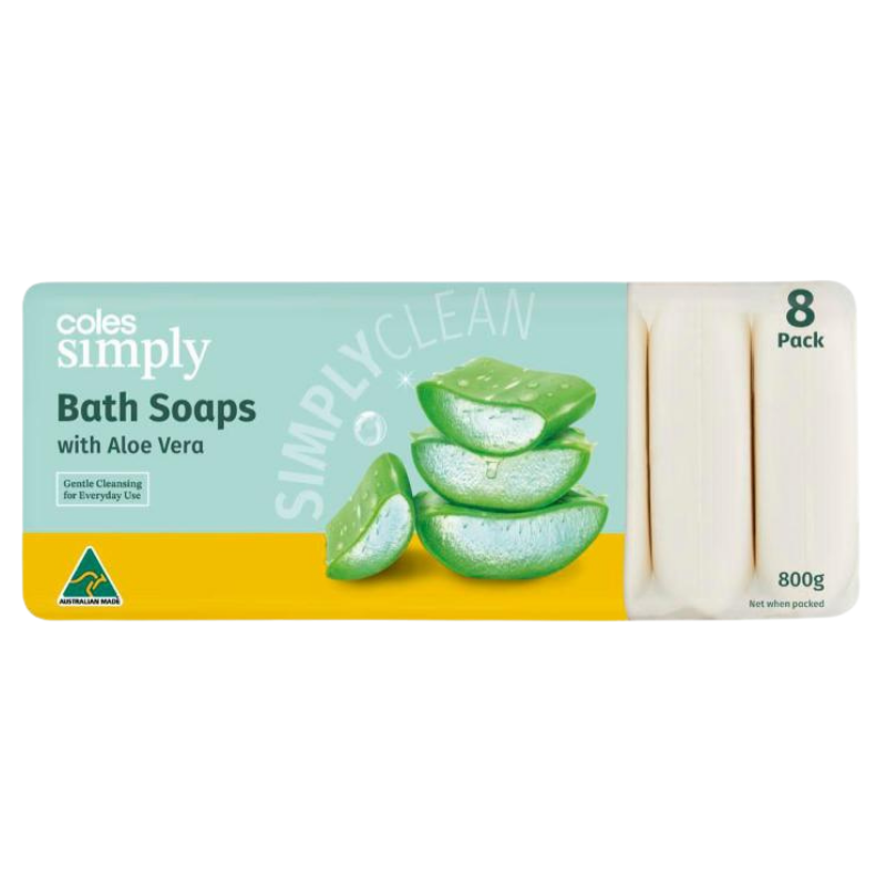 Coles Simply Bath Soaps With Aloe Vera 8 Pack