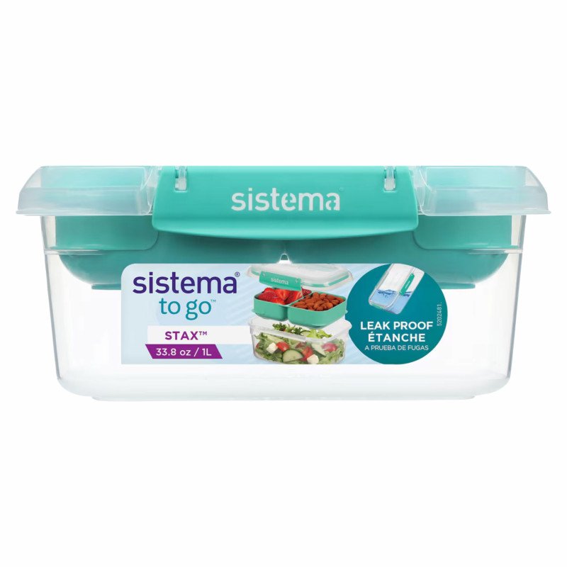 Sistema To Go Rectangle Stax Food Container 1 Litre (Green)