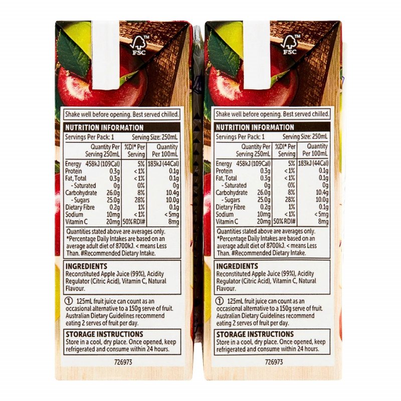 [Expiry Date: 04/02/2027] Woolworths Lunch Box Poppers Juice Apple 250mL x 6 Pack
