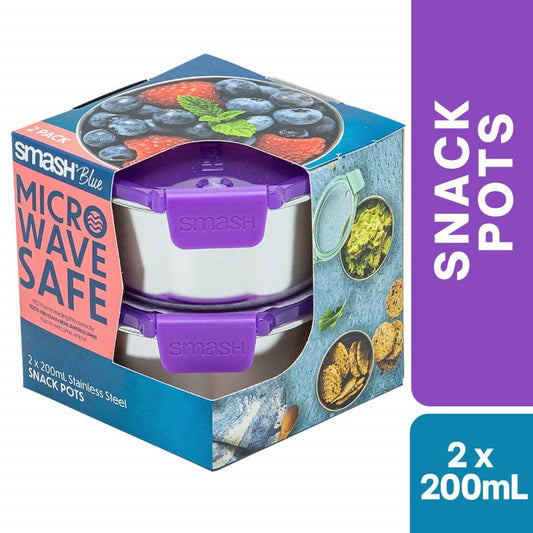 Smash Blue Stainless Steel Snack Pots 2 x 200mL (purple)