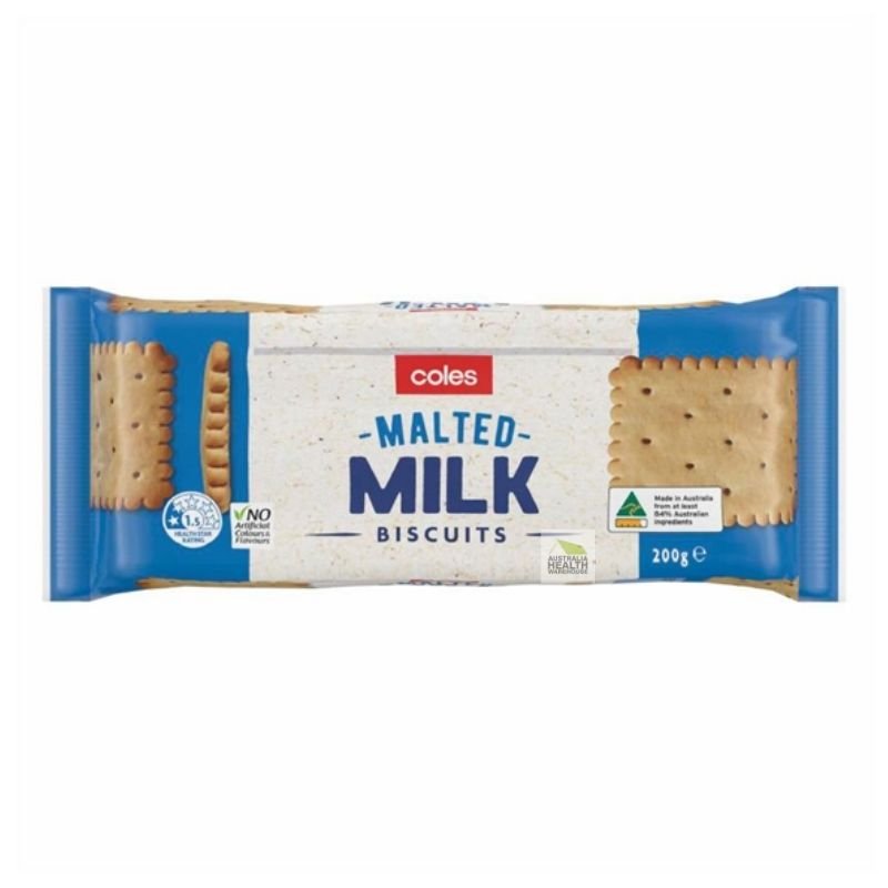 [CLEARANCE Expiry: 13/12/2025] Coles Malted Milk Biscuits 200g