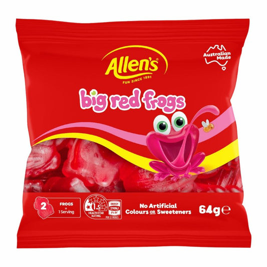 [Expiry: 02/2027] Allen's Big Red Frogs Lollies 64g