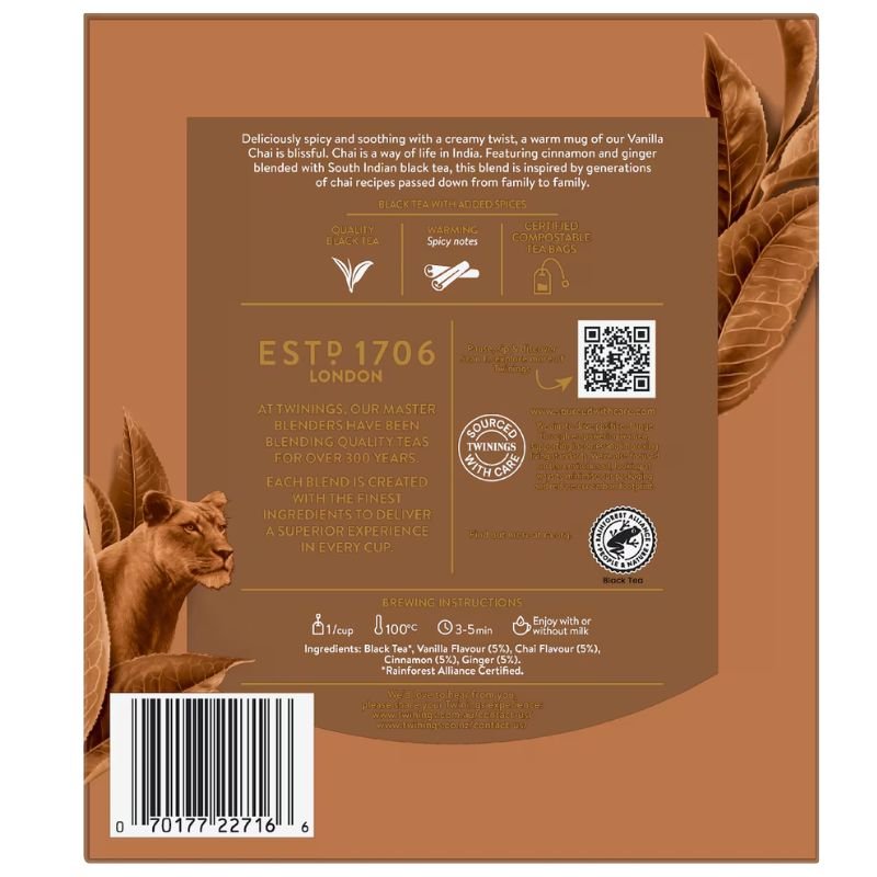 [Expiry Date: 25/08/2028] Twinings Vanilla Chai Tea Bags 80 pack