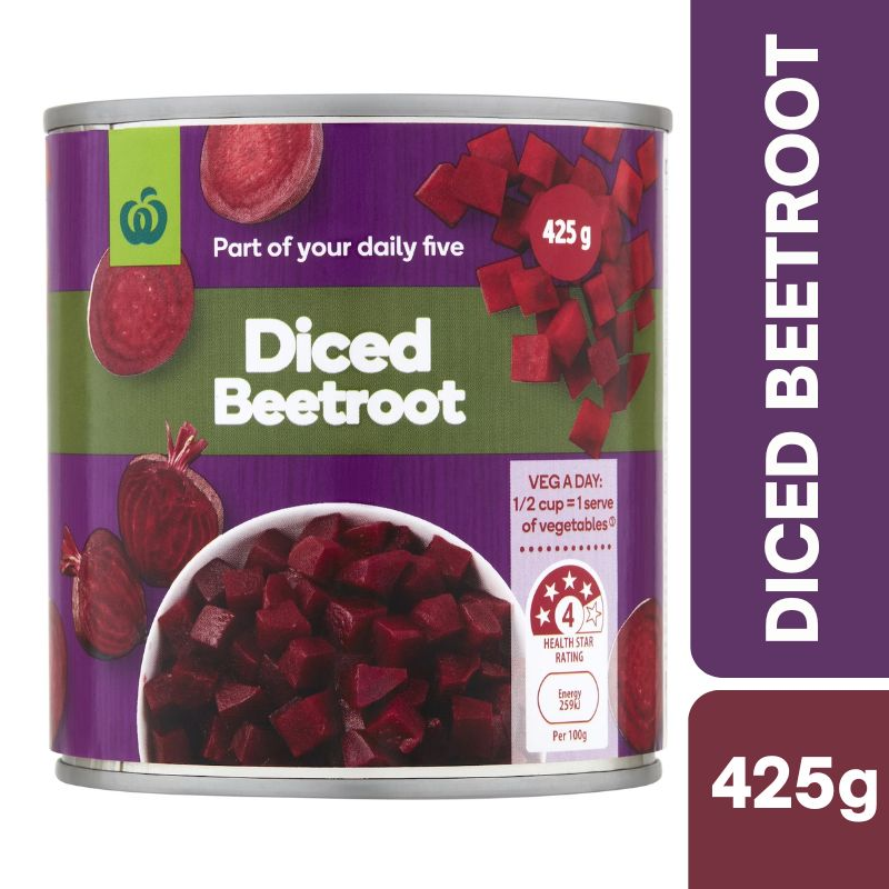 [Expiry Date: 30/04/2027] Woolworths Diced Beetroot 425g