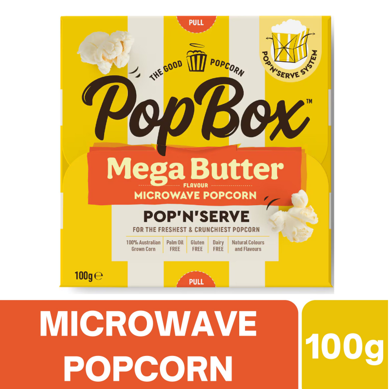 [Expiry Date: 18/02/2027] Pop Box Mega Butter Flavour Microwave Popcorn 100g