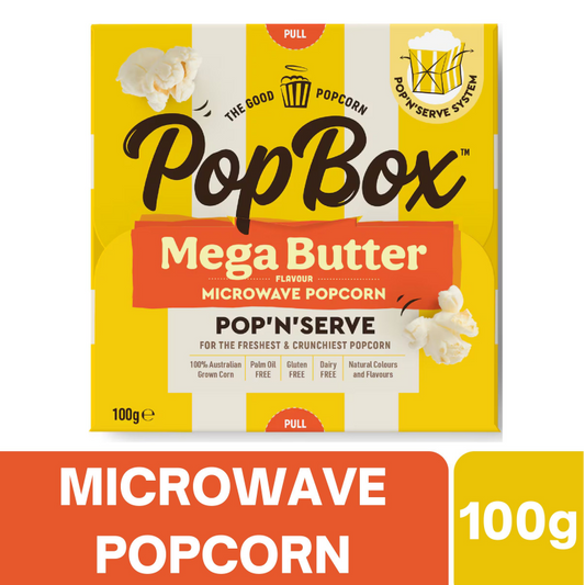 [Expiry Date: 10/02/2027] Pop Box Mega Butter Flavour Microwave Popcorn 100g