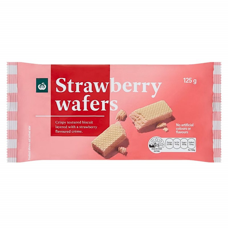 [Expiry Date: 24/11/2026] Woolworths Strawberry Creme Wafer Biscuits 125g